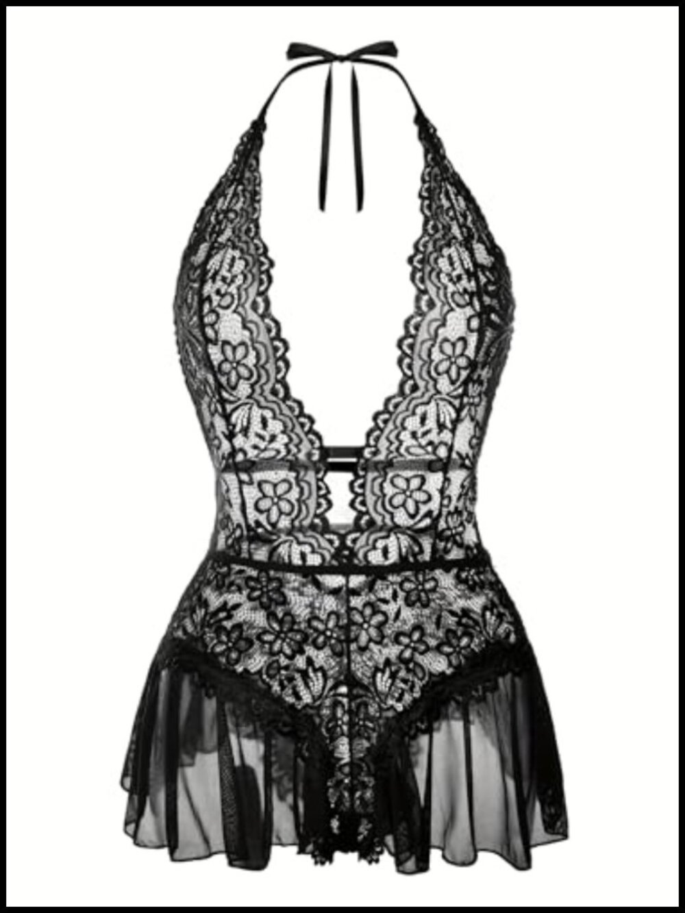 Lace Babydoll Lingerie Halter Teddy Nightgown